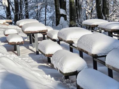 冬天, 雪, 板凳, 长椅, 山脉, 贝尔, leskowiec