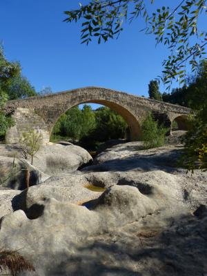 桥梁, 中世纪, 罗马式, 岩石, 河, 一起, 中世纪建筑