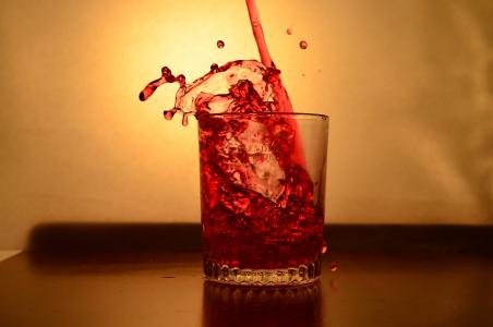 飞溅, 玻璃, 液体, 红色, 浇注, 酒精, 饮料