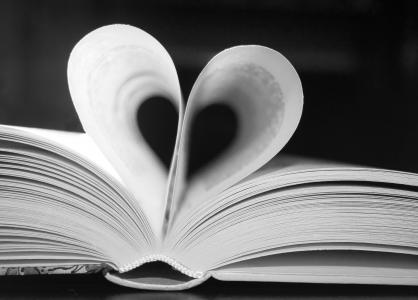 书, 黑色, 白色, 心, 爱, 阅读, 页面