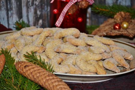 vanillekipferl, 饼干, 圣诞饼干, 圆锥形, 烘烤, 圣诞节, 糕点