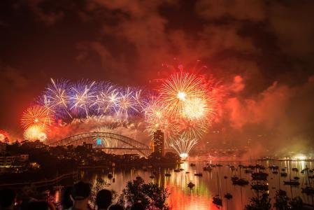 西尔维斯特, 新的一年, 2015, 悉尼, 澳大利亚, 海港, 桥梁