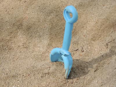 铲球游乐场, 蓝色, 塑料, 破碎, 快乐, 桑德堡, 沙子
