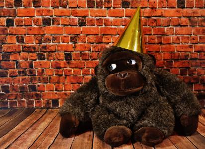 生日, 一方, 党的帽子, 猴子, 庆祝, 有趣, 生日贺卡