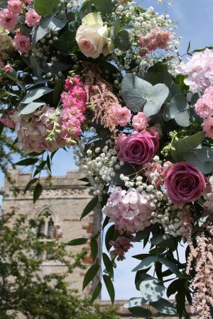 花, 婚礼, 教会, 婚礼鲜花, 上升, 白色, 粉色