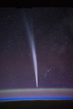彗星, 彗星洛夫, 从 iss 查看, 国际空间站, 地平线, 地球, 空间