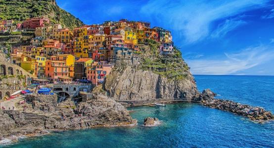 意大利, 房屋, 颜色, 色彩缤纷的房子, 建筑, 海, 天空