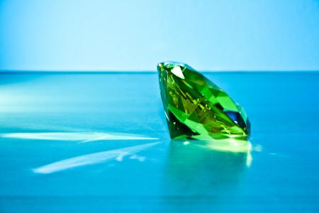 玻璃结石, 钻石, 绿色, 蓝色, 折射