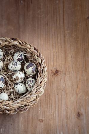 购物篮, 鸡蛋, 小蛋, 鹌鹑蛋, 复活节, 木材, 关闭
