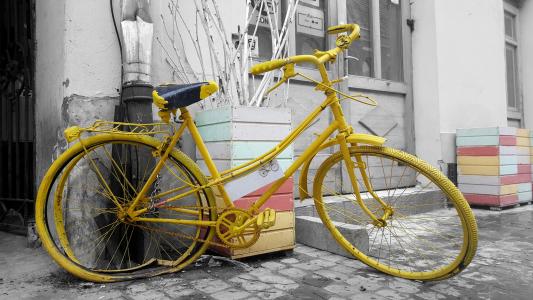 老式自行车, 自行车, 老, 复古, 墙上, 运输, 街道