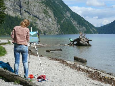 湖, 画家, 油漆, 图像, 艺术, 颜色, 国家