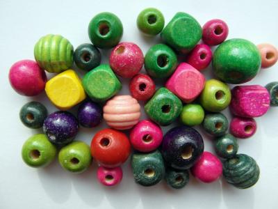 木珠, 多彩, 颜色, 木材, 珠子, 分离, 链