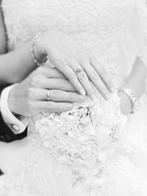 黑白, 花束, 爱, 婚姻, 婚礼, 婚礼乐队, 结婚戒指