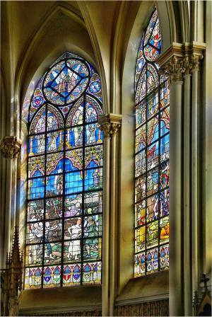 bouvines, 教会, 彩绘玻璃窗, 战斗, 1214, 遗产, 彩色玻璃