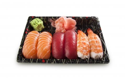 寿司, 设置, 握, maki, 鱼, 原始, 三文鱼