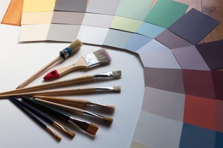 颜色模式, 笔刷, 设计, 墙上 gestalter, 趋势的颜色, 决定, 室内设计师