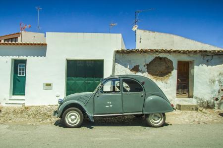 汽车, 街道, 村庄, 葡萄牙, 老, 老式, 复古