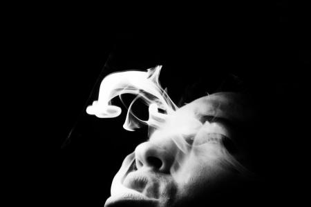 男子, 吸烟, 肖像, 黑色和白色, 黑色背景, 黑颜色, 人