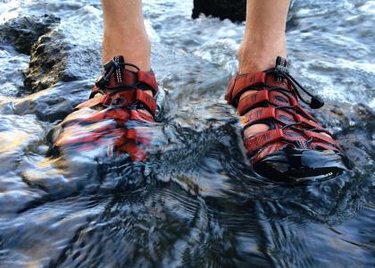 凉鞋, 人, 自然, 户外, 河, 水, 休闲