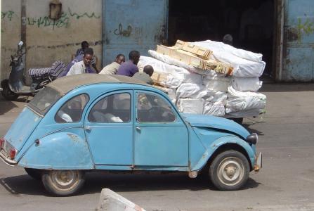 汽车, 蓝色, kalyanram, 吉布提, 非洲, 老, 街道