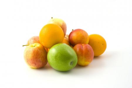 苹果, 橘子, 桃子, 桩, 美味, 新鲜, 水果