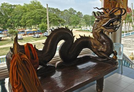 龙, 银行, 木材, 雕刻, 泰国