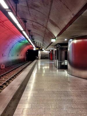 地下, 地铁, 车站, 德国, 波鸿, 地铁, 火车