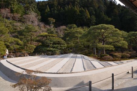 ginkaku-吉, 耙砂, 花园, 日本, 日语, 倾斜, 沙子