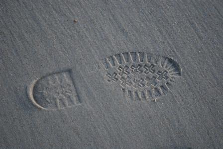 足迹, 沙子, 鞋子