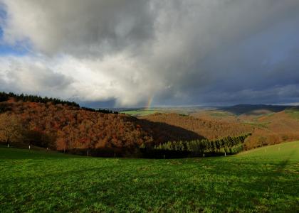 彩虹, 风暴, 威胁天空, 小山, 景观, 卢森堡