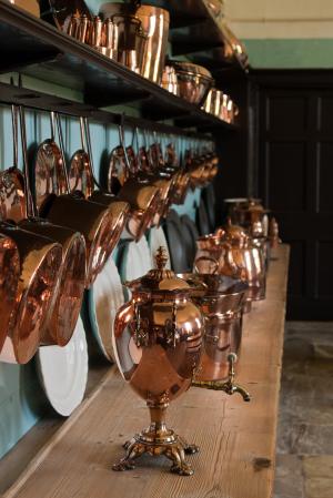 铜茶炊, 铜器皿, 厨房, 华丽, 闪亮, 老式, felbrigg 厅