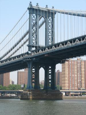 桥梁, 布鲁克林, 曼哈顿, 河, 城市, 纽约, 都市