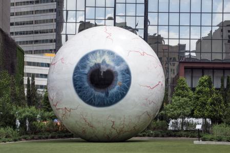 巨型眼球, 巨大的圆球, 市中心, 雕塑, 眼球, 巨大, 盯着看