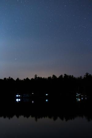 湖, 灯, 自然, 晚上, 反思, 河, 剪影