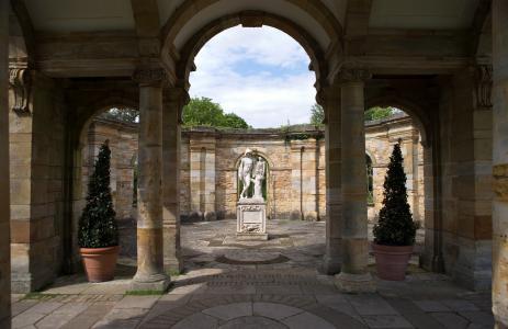 hever 城堡, 肯特, 英国, 意大利花园, 大理石雕像, 石柱, 拱门