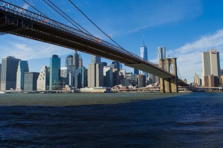布鲁克林大桥, 曼哈顿, 市中心, 布鲁克林, 城市, 城市, 美国