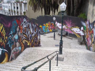 涂鸦, 街道, 艺术, 楼梯, 城市, 城市, 颜色
