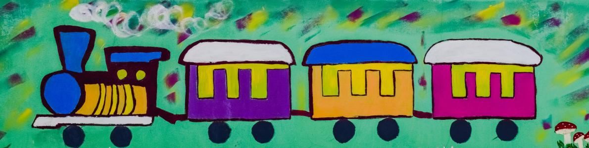 火车, 涂鸦, 绘画, 墙上, 学校, 教育, 童年