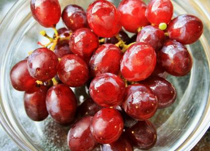 葡萄, 红色, 湿法, 束, 水果, 令人垂涎