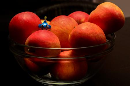 苹果, 碗里, 玩具, 小, 图, 水果, 健康