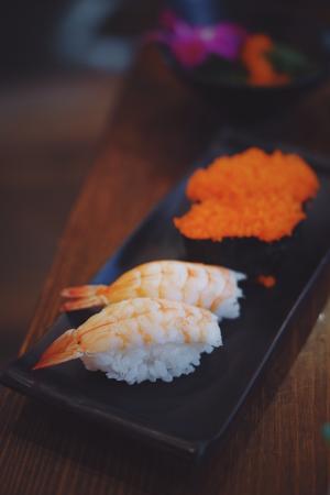 寿司, 食品, 虾, 大米, 板, 日语, 餐厅