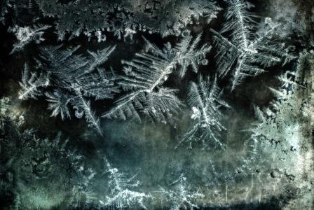 冰花, 玻璃, 夜间拍摄, 自然, 结霜, 感冒, 冬天