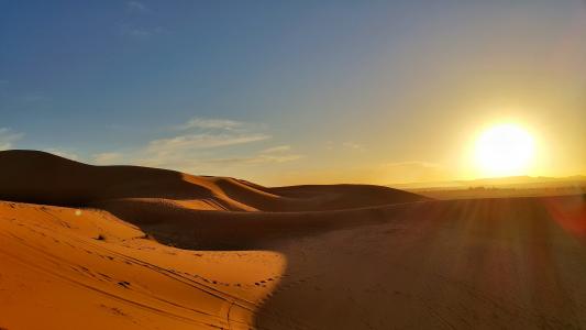 日落, 沙漠, 令人惊叹, 撒哈拉沙漠, 摩洛哥, 沙丘, 金沙