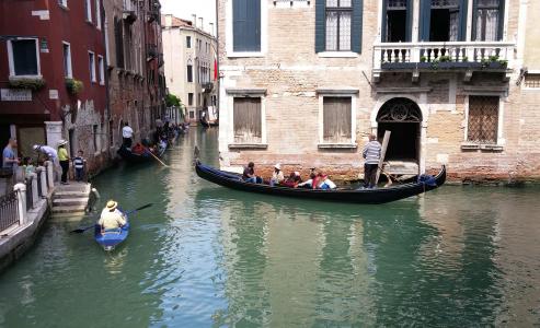 威尼斯, 意大利, 通道, 吊船, 建筑, 老房子, 纪念碑