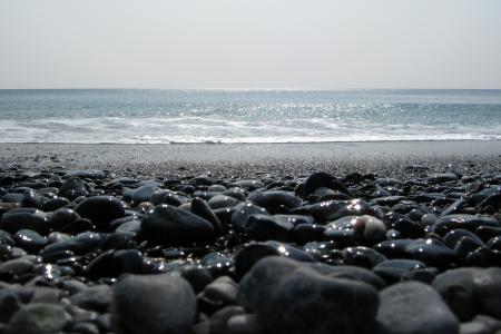 海滩, 石头, 太阳, 反思, 石头, 回光