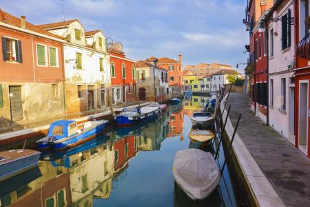 穆拉诺岛, 威尼斯, 被绘的房子, 多彩, 意大利, 颜色, 水道