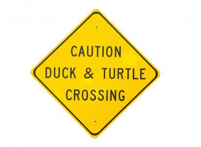 鸭龟, 交叉标志, 标牌, 警告, 警告, 分离, 背景