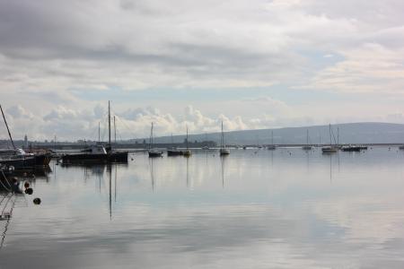 怀特岛, 平静, 海, 帆船, 小船, 云计算, 海岸