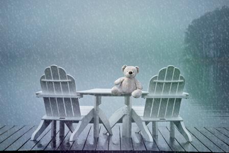 仍, 玩具熊, 孤独, 忘了, 湖, 椅子, 离开