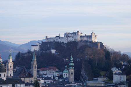 萨尔茨堡, 城市, 堡垒, 旧城, 奥地利, 城市景观, 前景